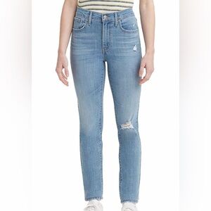 Levi’s 724 High Rise Straight - Women's Light Blue Distressed Jeans